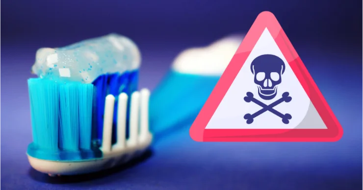 toxic-fluoride-free-tooth-aste-fluoride toothpaste with toxic label beside it